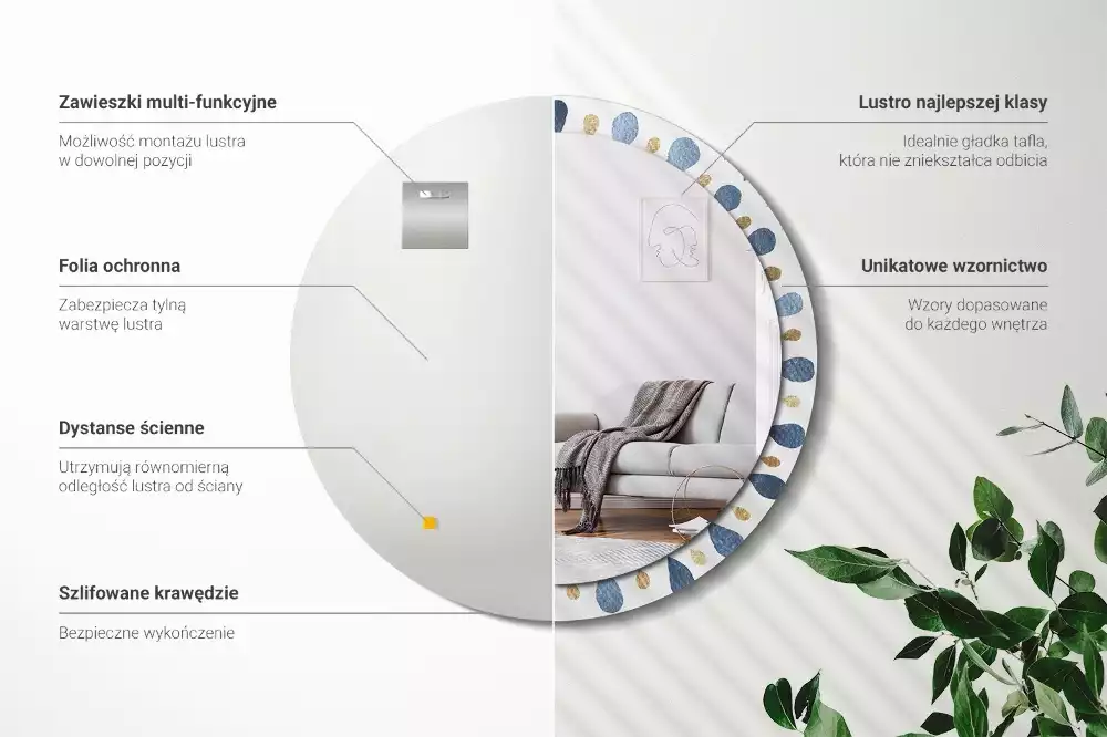 Miroir rond avec décoration Mandala lunaire