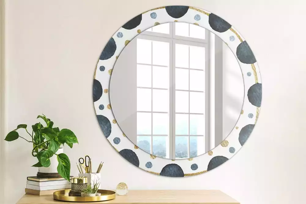 Miroir rond avec décoration Mandala lunaire