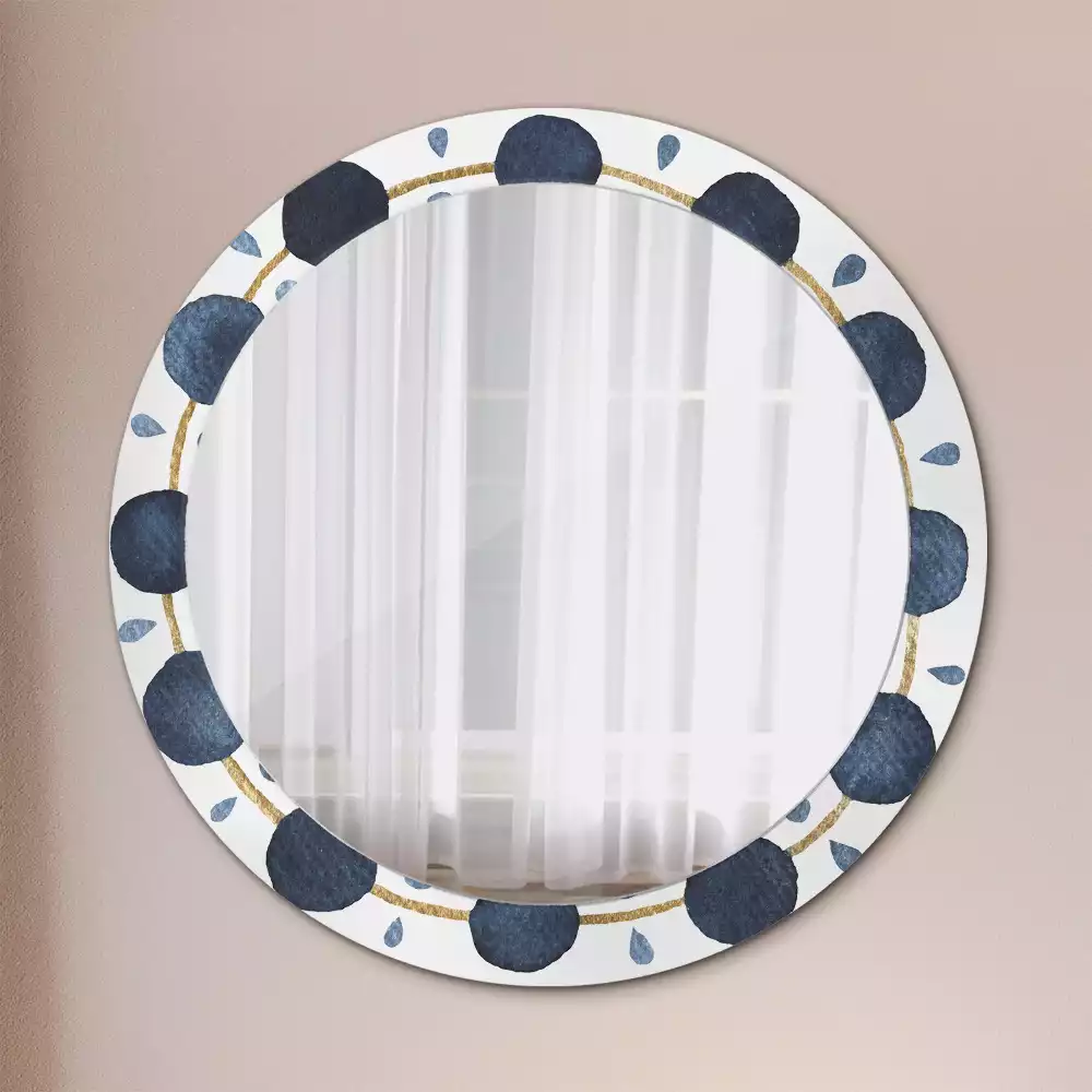 Miroir rond avec décoration Mandala lunaire