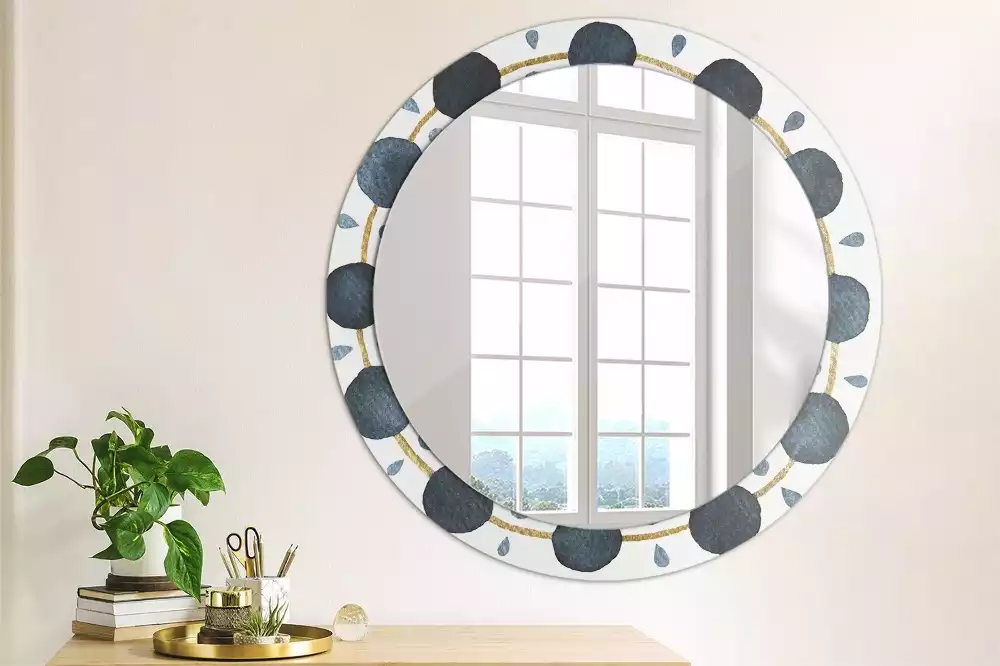 Miroir rond avec décoration Mandala lunaire