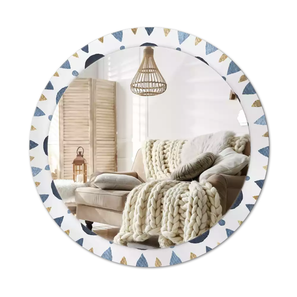 Miroir rond avec décoration Mandala lunaire