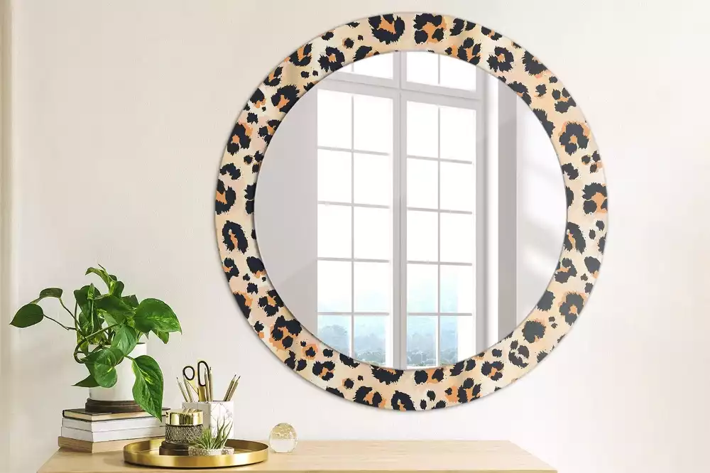 Miroir rond cadre avec impression Motif à taches