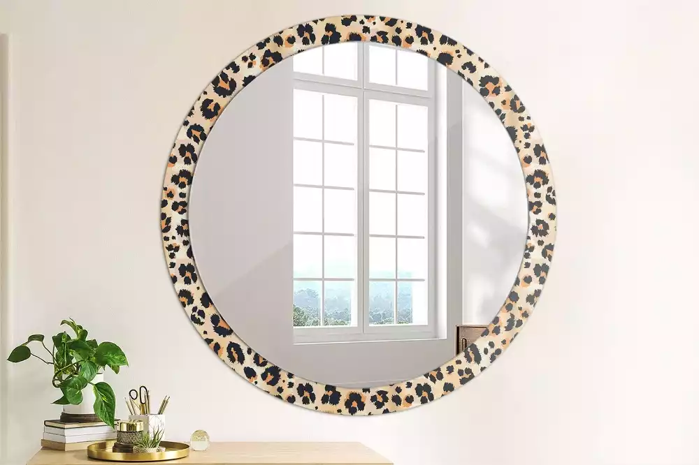 Miroir rond cadre avec impression Motif à taches