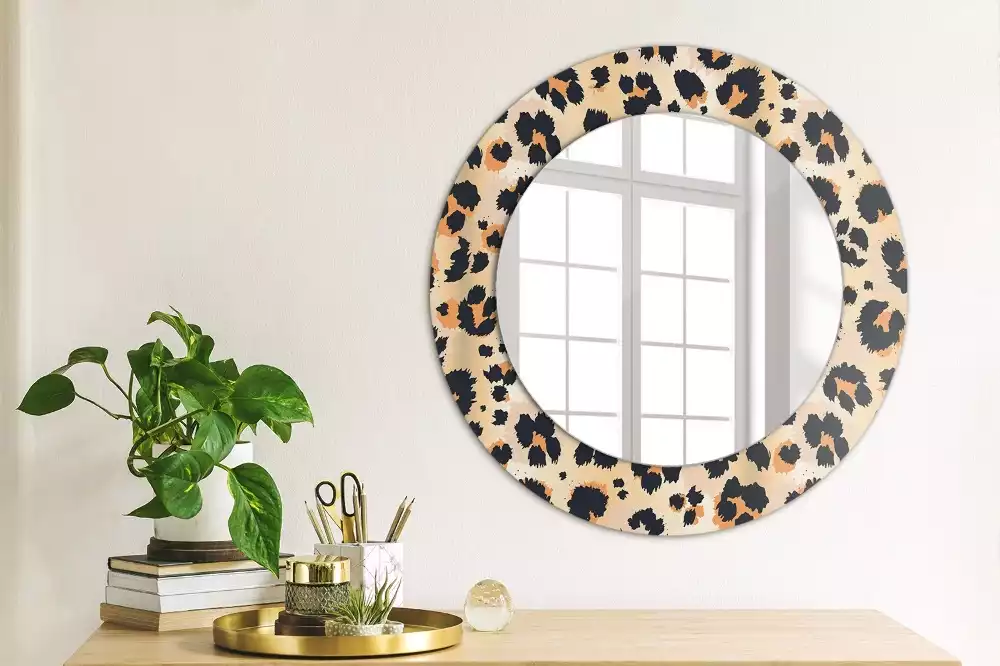 Miroir rond cadre avec impression Motif à taches