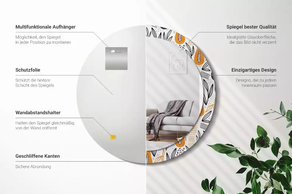 Miroir rond imprimé Papayes