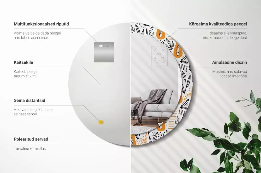 Miroir rond imprimé Papayes