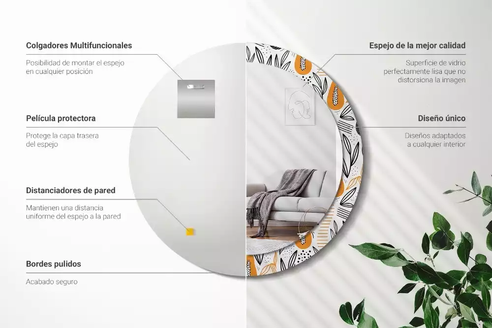 Miroir rond imprimé Papayes