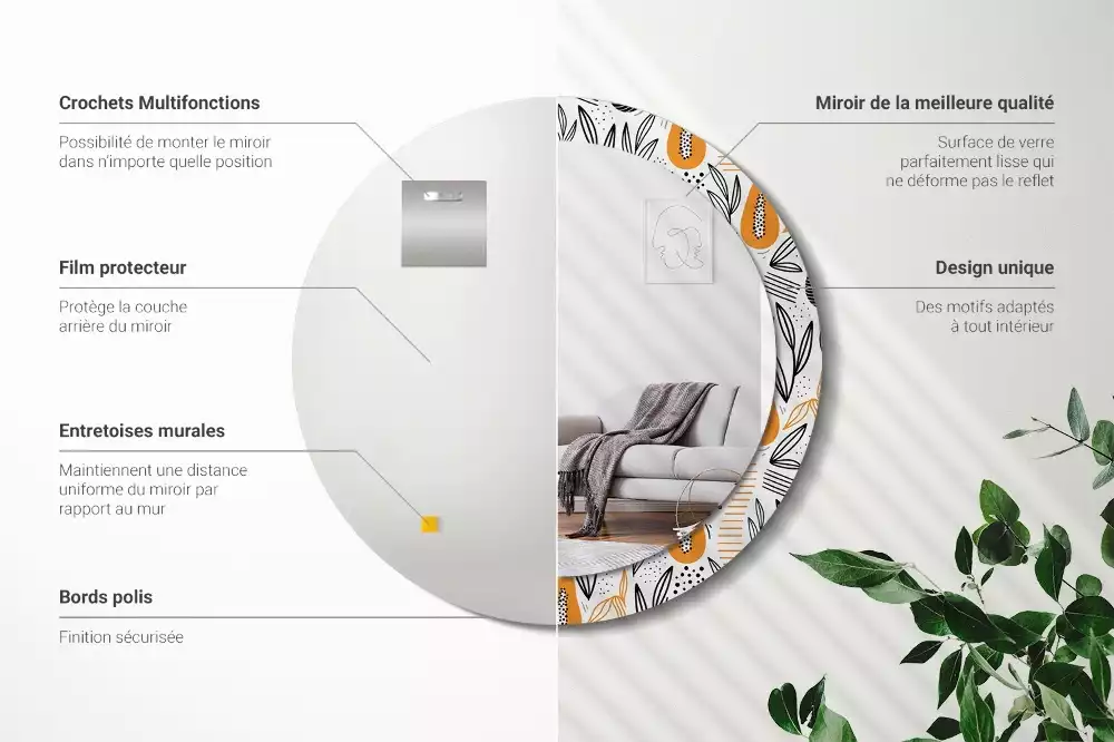 Miroir rond imprimé Papayes