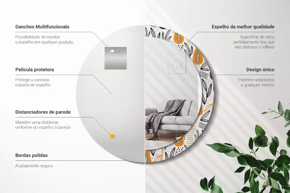 Miroir rond imprimé Papayes