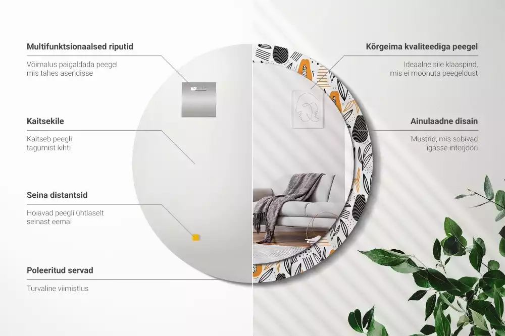 Miroir rond imprimé Papayes