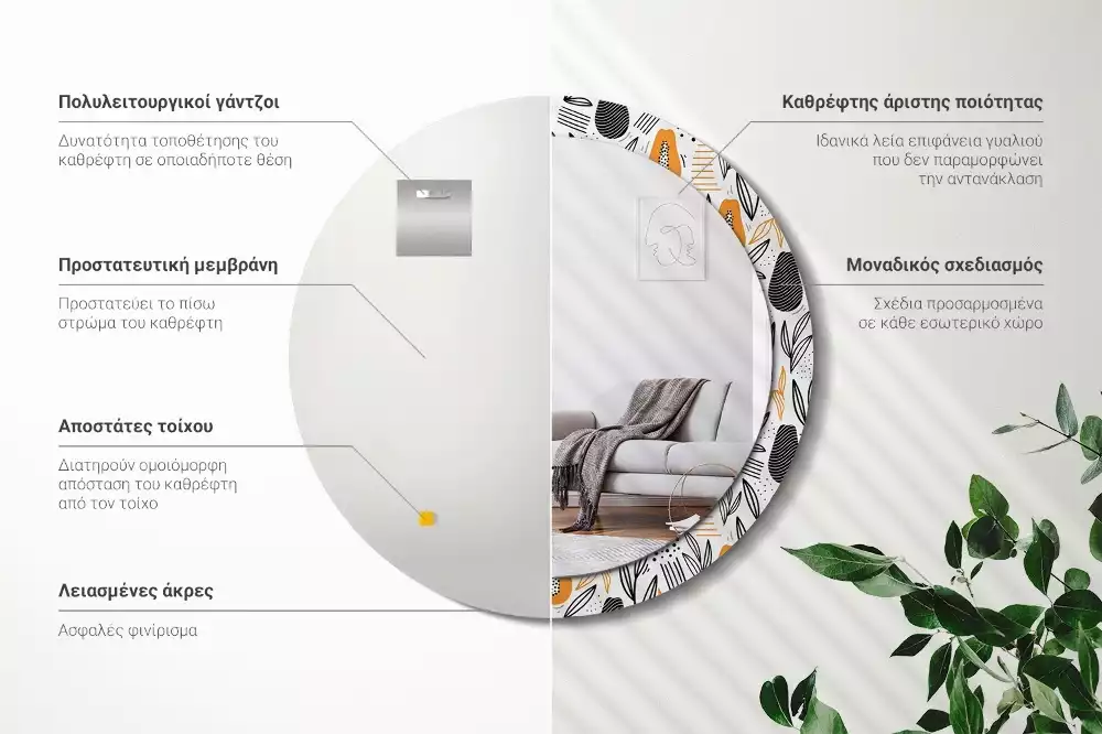 Miroir rond imprimé Papayes