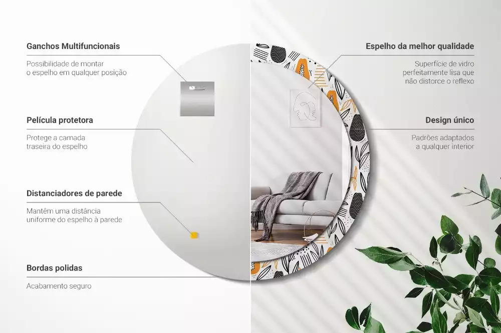 Miroir rond imprimé Papayes