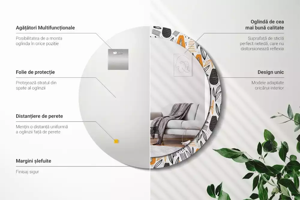 Miroir rond imprimé Papayes
