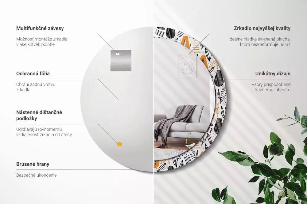 Miroir rond imprimé Papayes