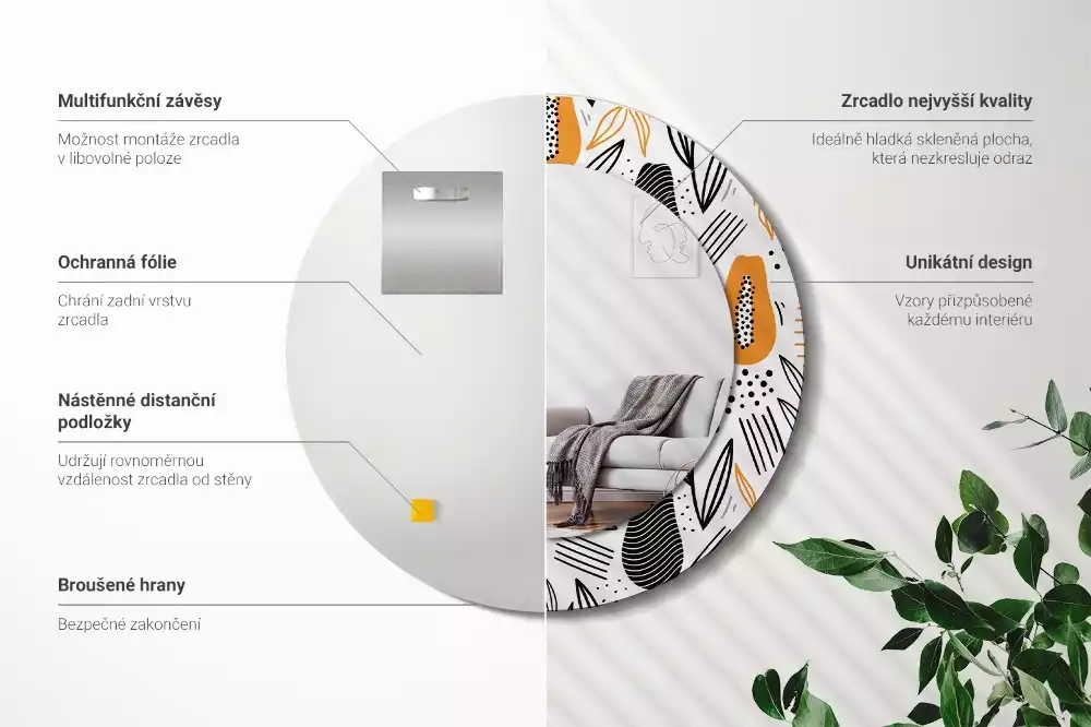 Miroir rond imprimé Papayes