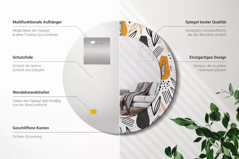 Miroir rond imprimé Papayes