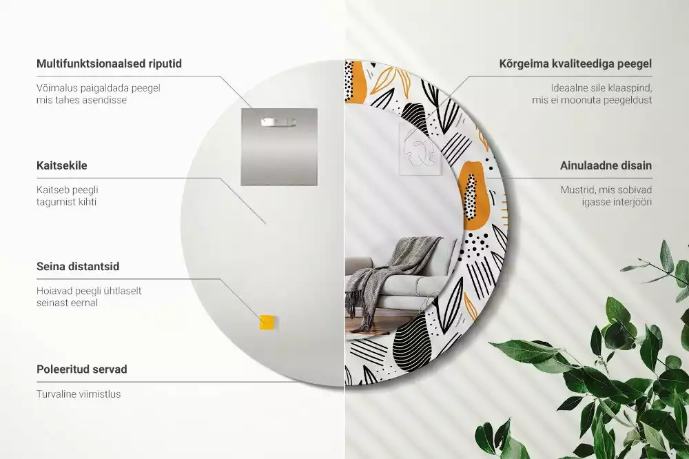 Miroir rond imprimé Papayes