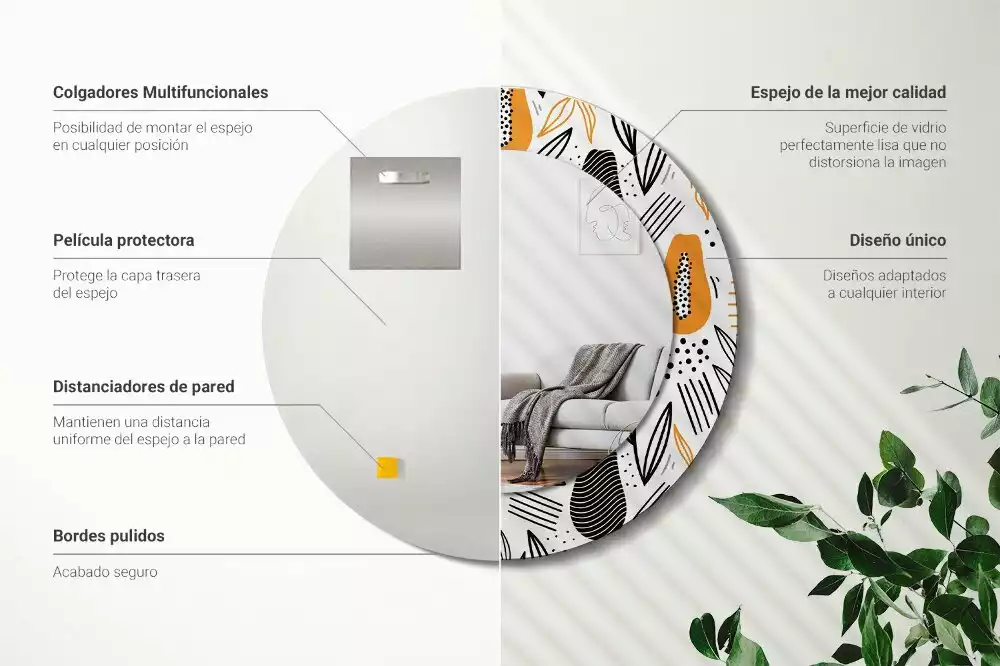 Miroir rond imprimé Papayes