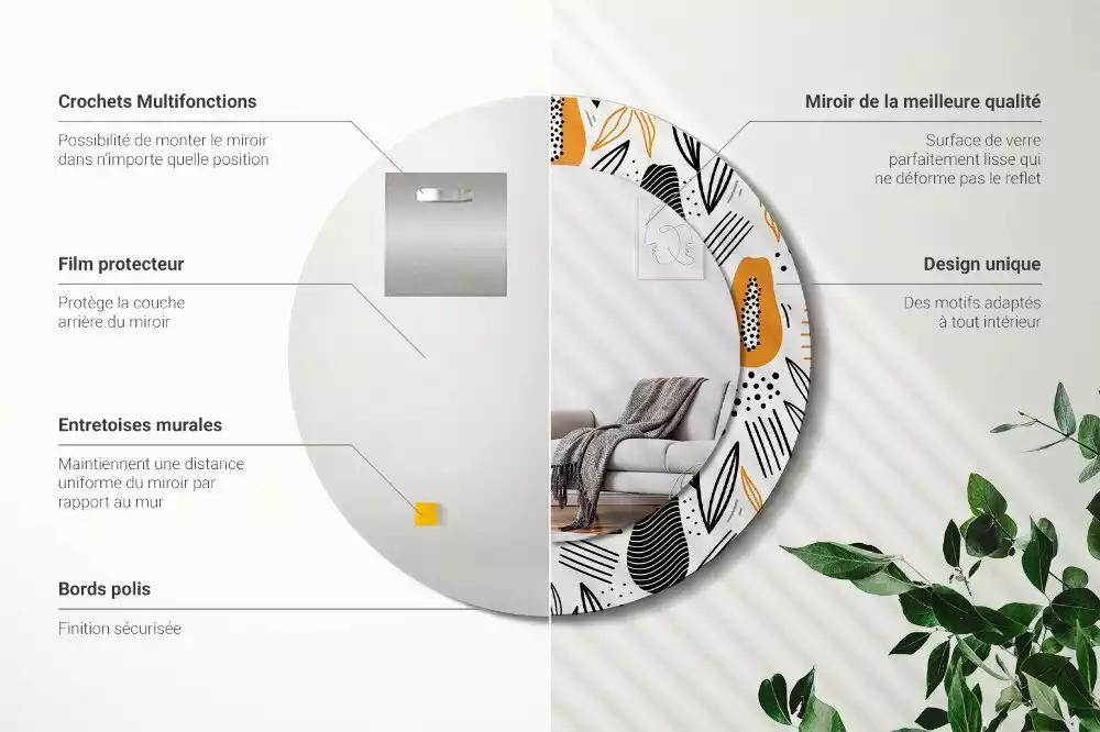 Miroir rond imprimé Papayes