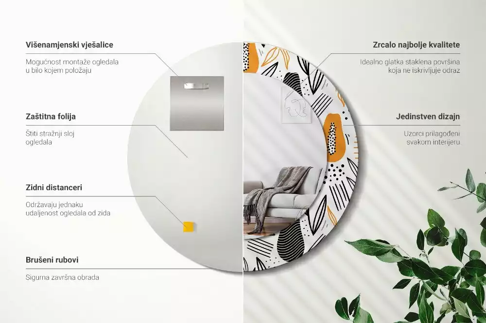 Miroir rond imprimé Papayes