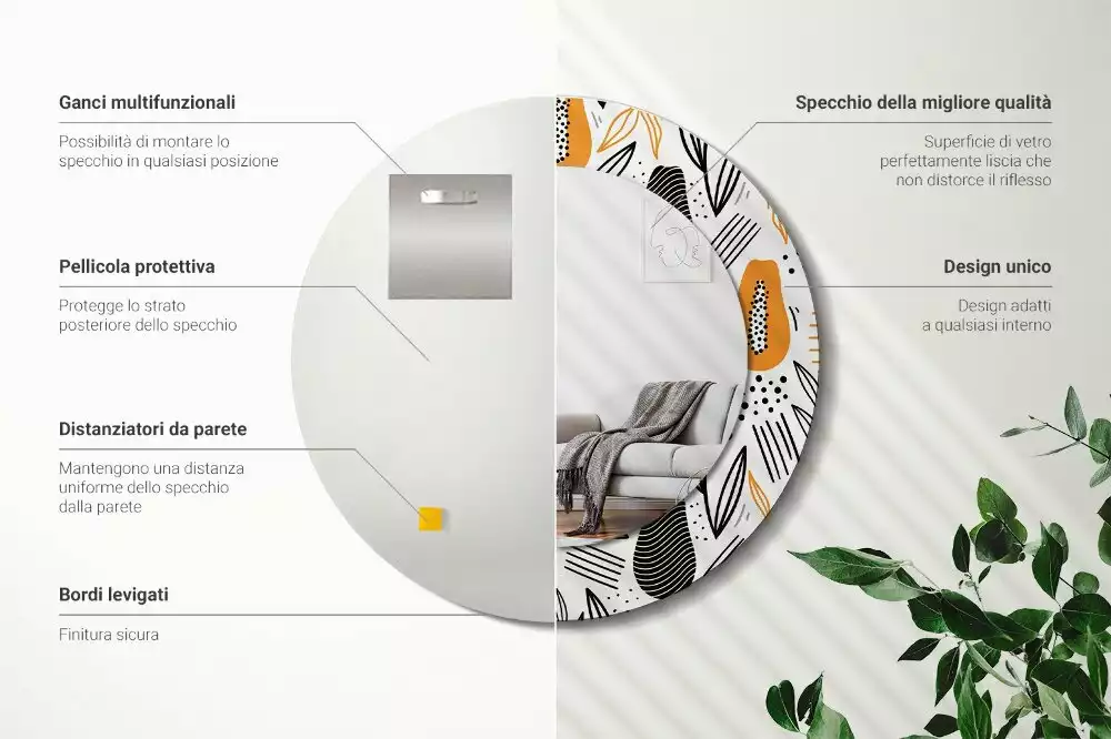 Miroir rond imprimé Papayes