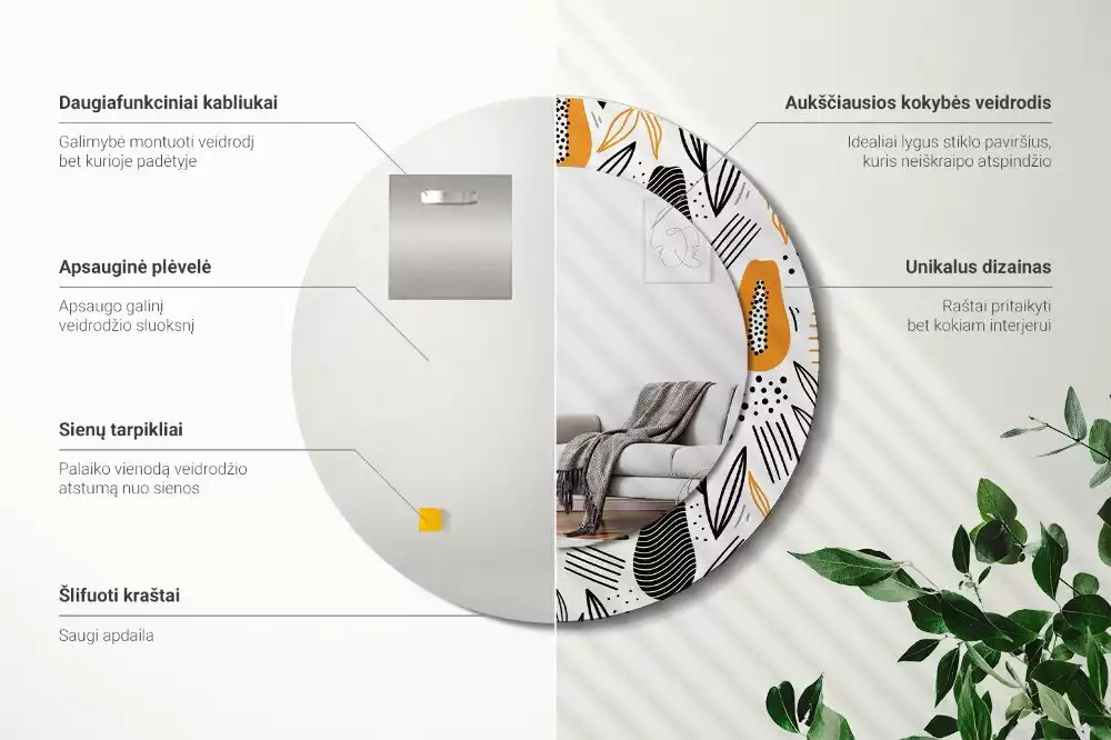 Miroir rond imprimé Papayes