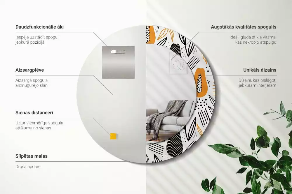 Miroir rond imprimé Papayes