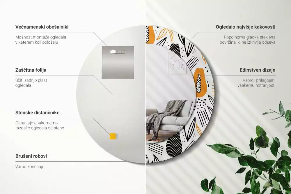 Miroir rond imprimé Papayes