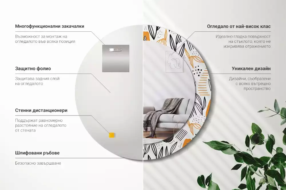 Miroir rond imprimé Papayes