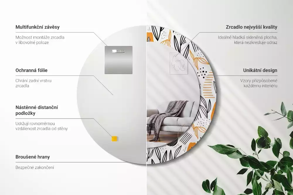 Miroir rond imprimé Papayes