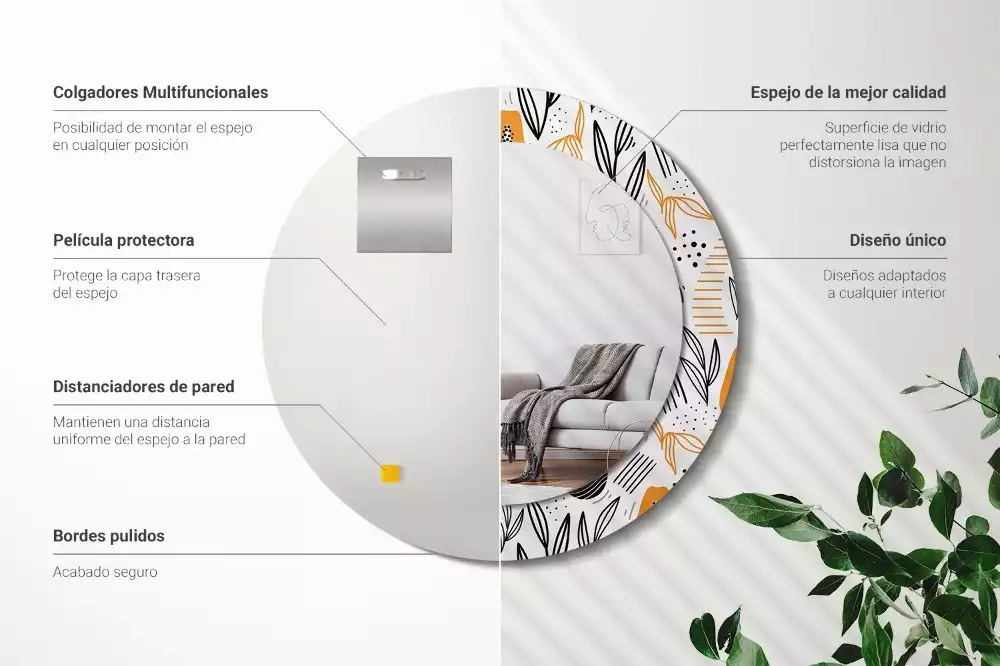 Miroir rond imprimé Papayes