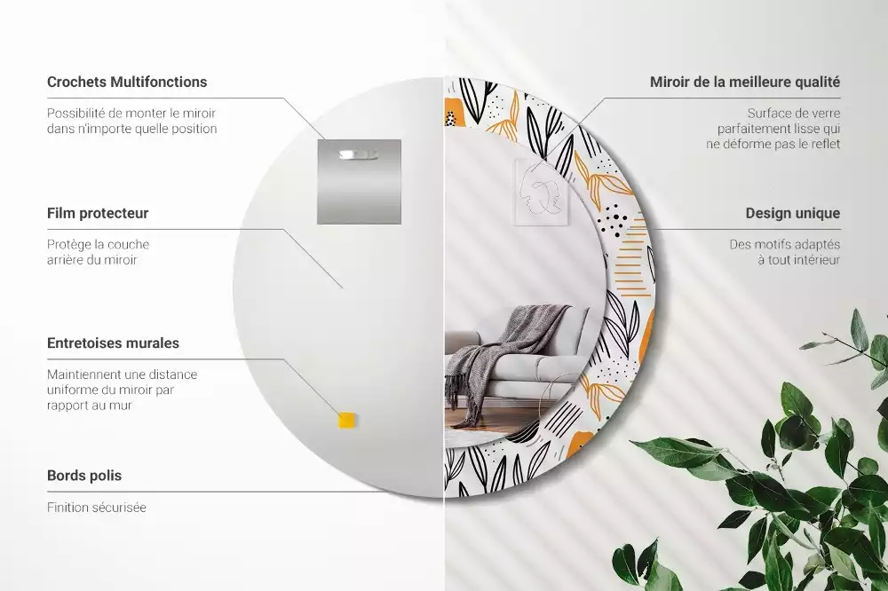 Miroir rond imprimé Papayes