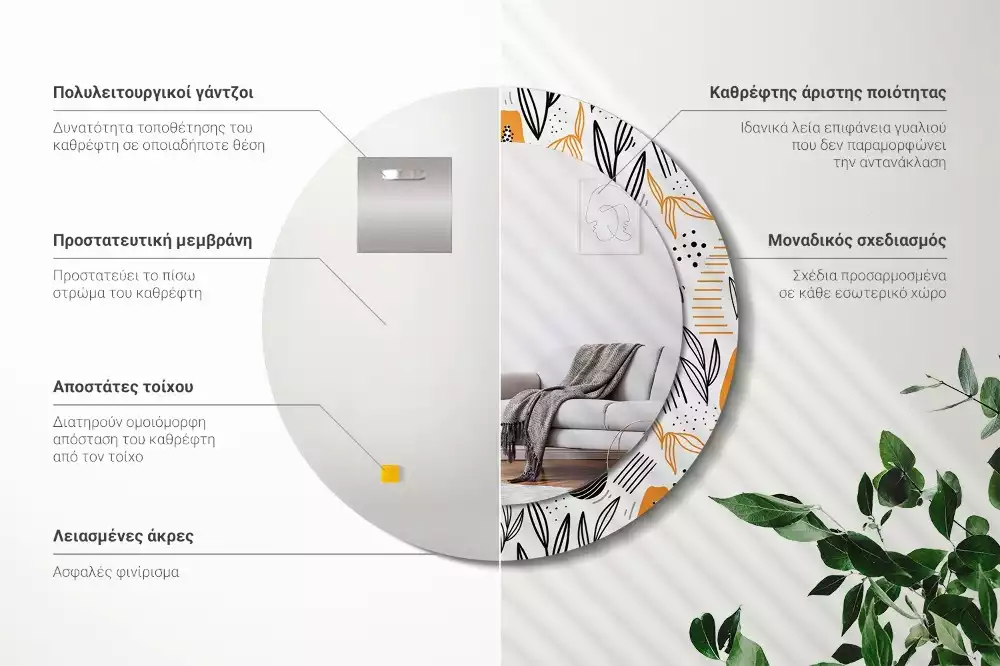 Miroir rond imprimé Papayes