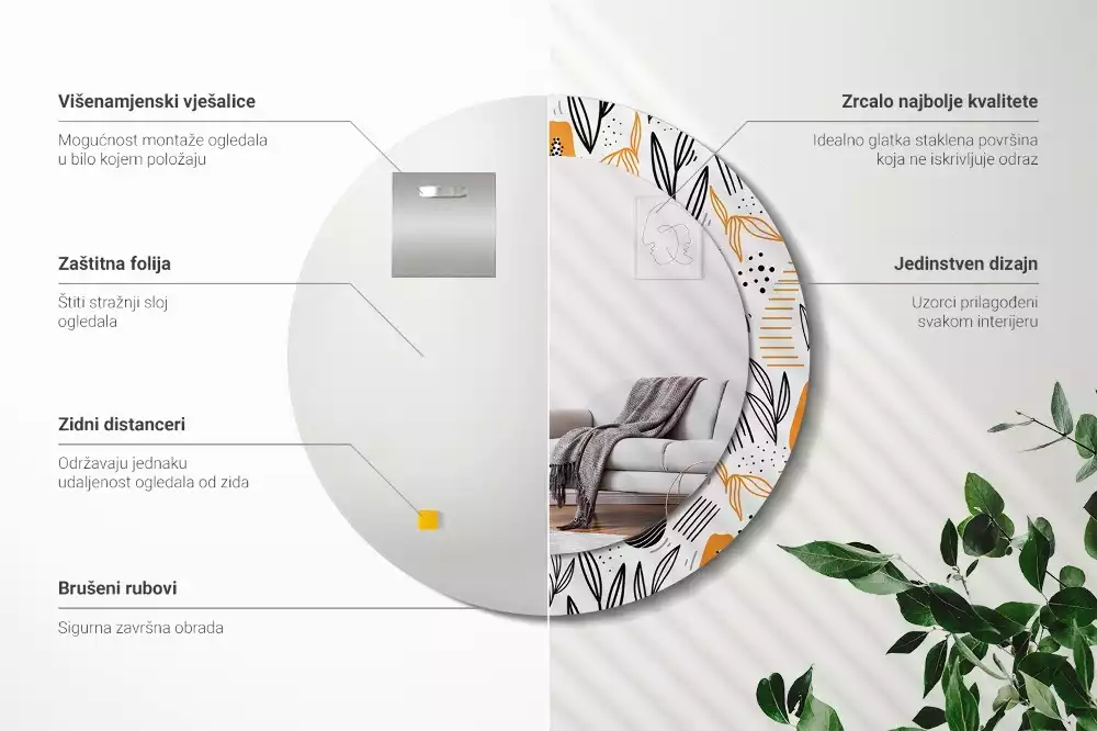 Miroir rond imprimé Papayes