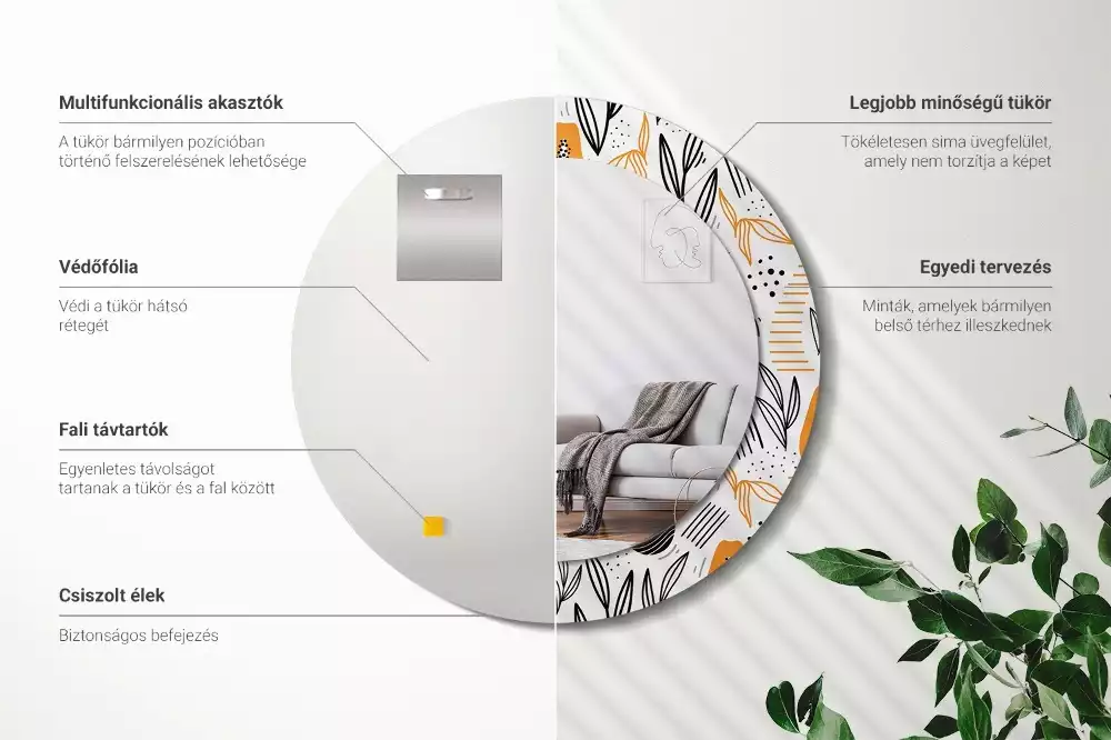 Miroir rond imprimé Papayes