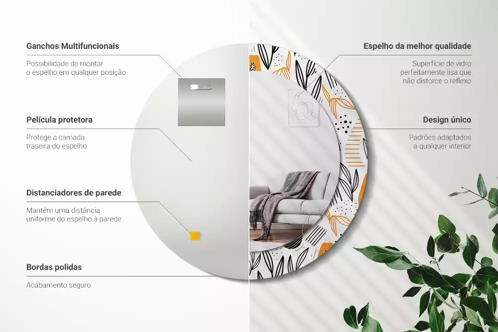 Miroir rond imprimé Papayes