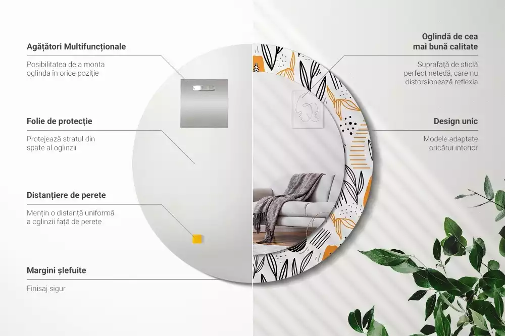 Miroir rond imprimé Papayes