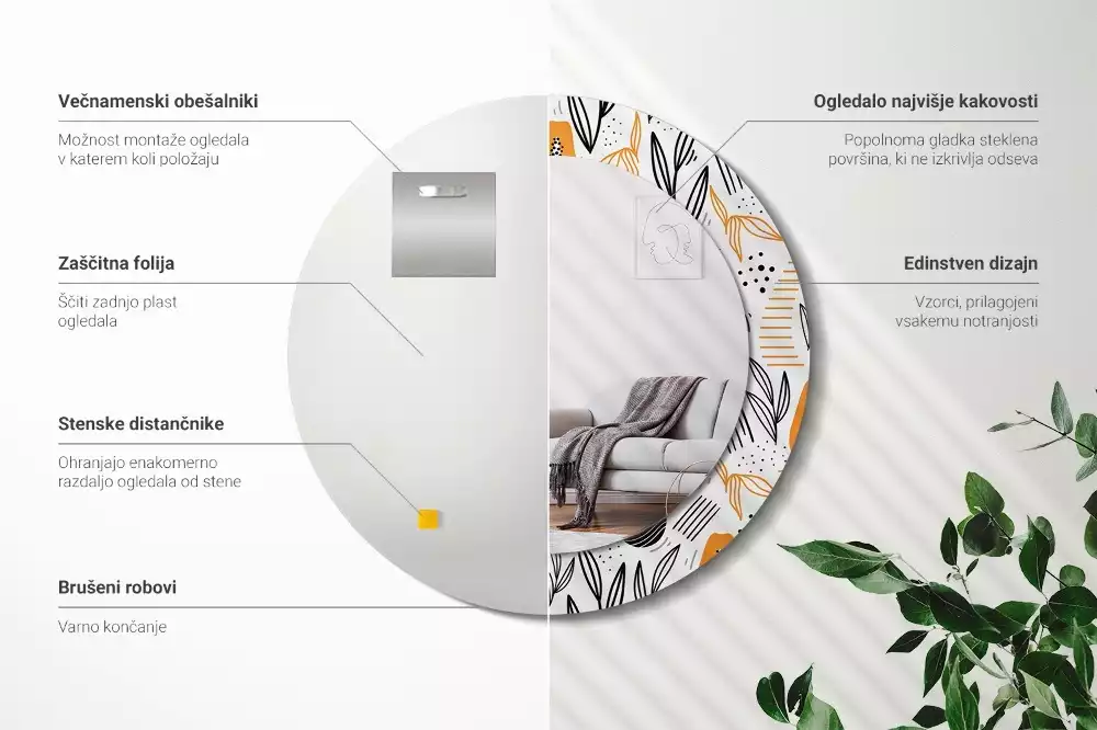 Miroir rond imprimé Papayes