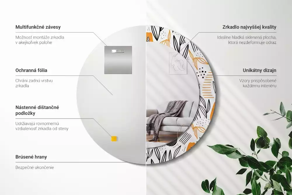 Miroir rond imprimé Papayes