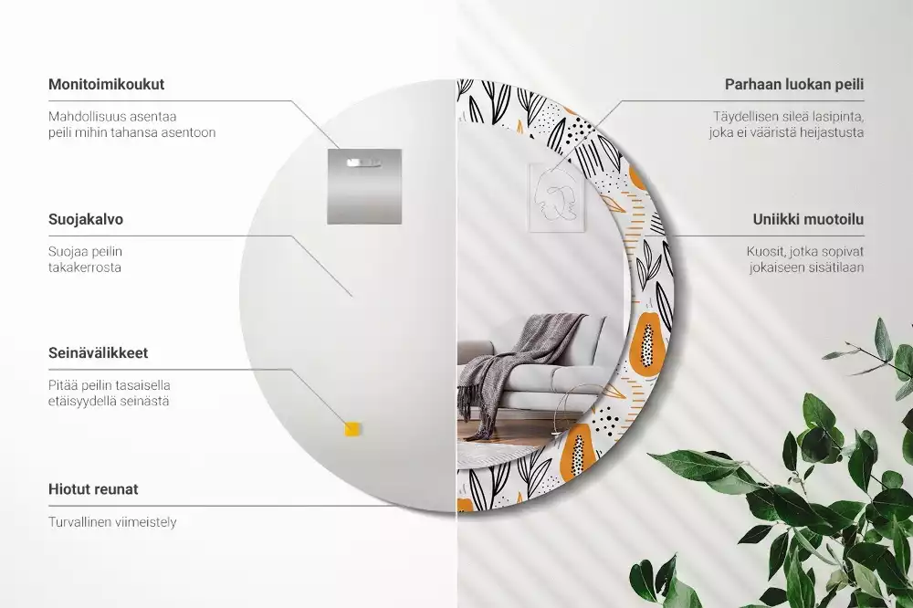 Miroir rond imprimé Papayes