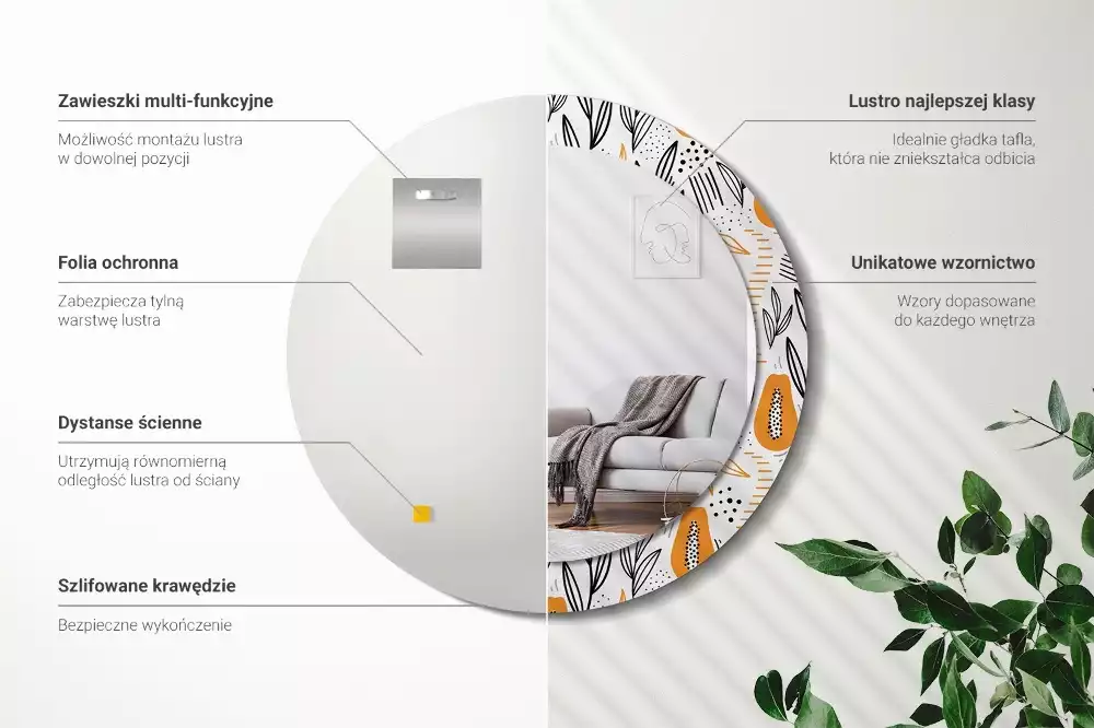 Miroir rond imprimé Papayes