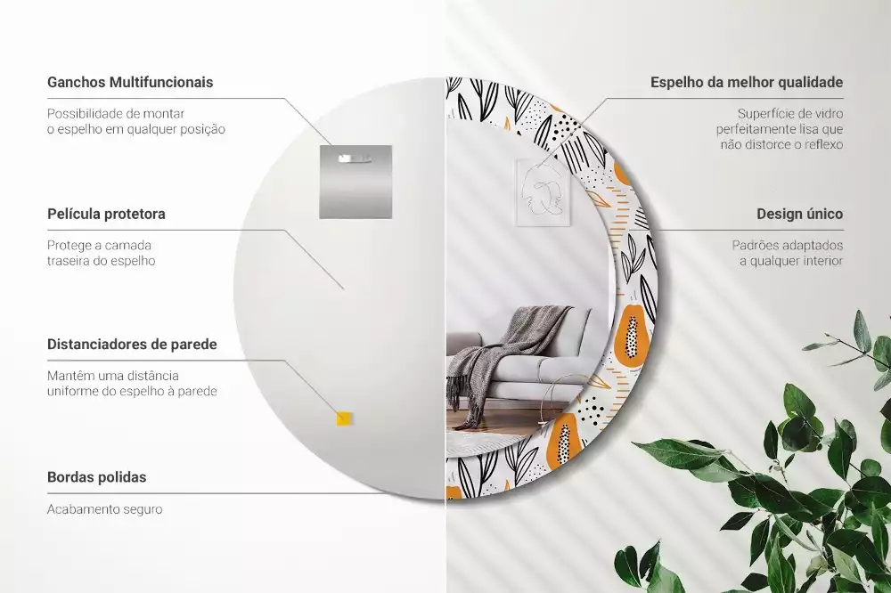 Miroir rond imprimé Papayes