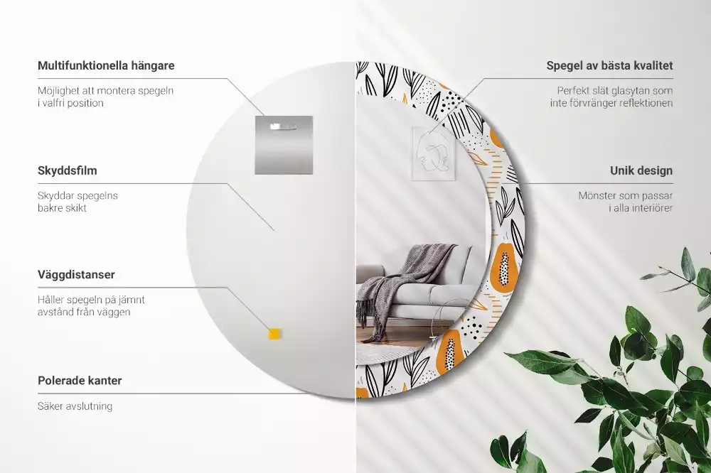 Miroir rond imprimé Papayes
