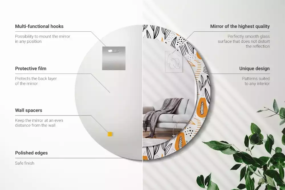 Miroir rond imprimé Papayes