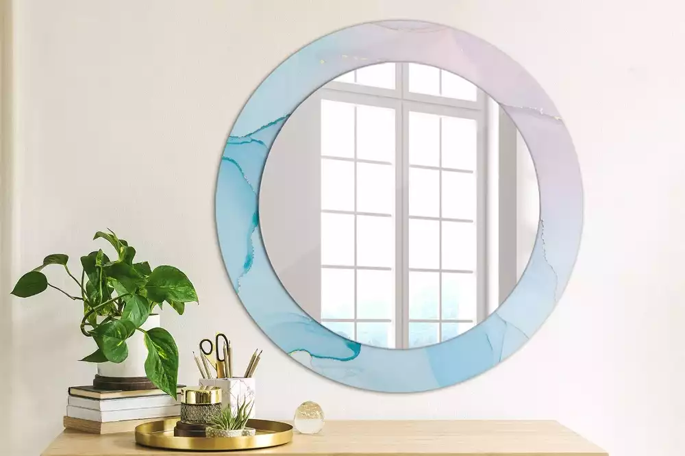 Miroir rond avec décoration Style marbré
