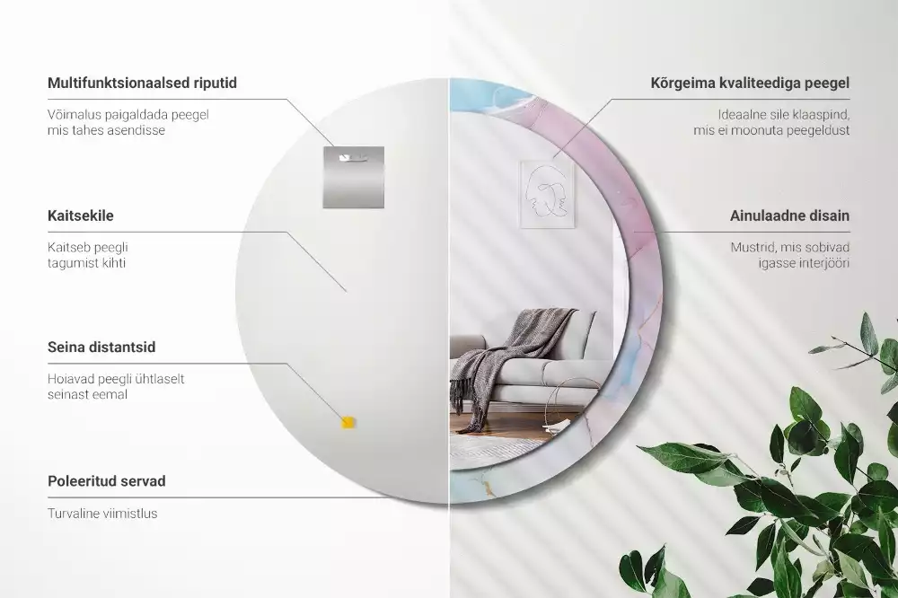 Miroir rond avec décoration Style marbré