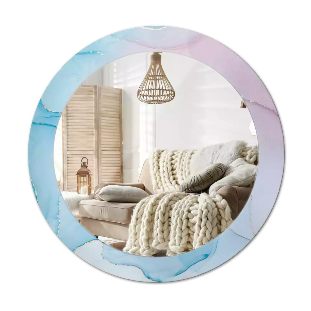 Miroir rond avec décoration Style marbré