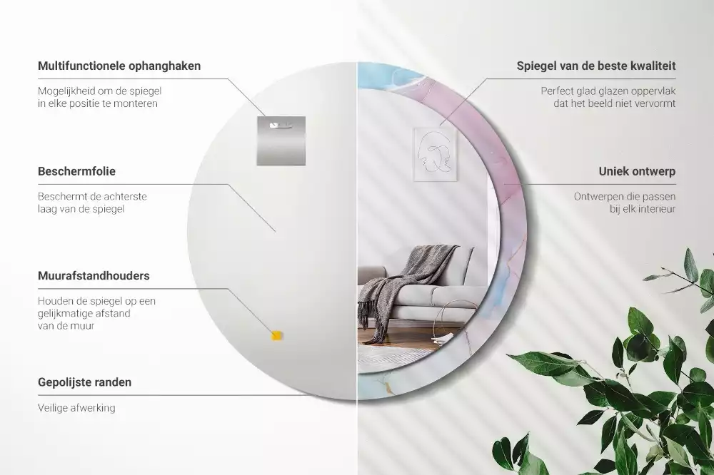 Miroir rond avec décoration Style marbré