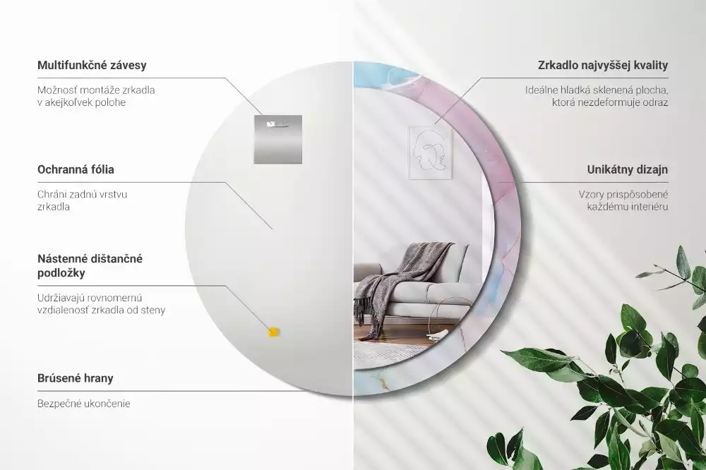 Miroir rond avec décoration Style marbré