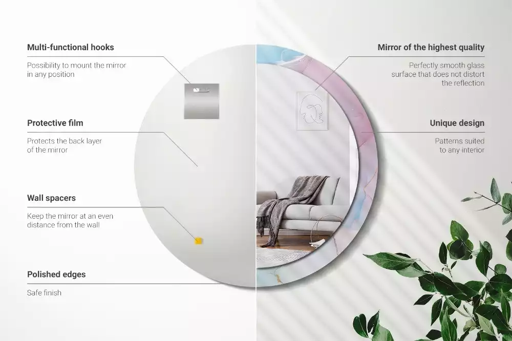 Miroir rond avec décoration Style marbré